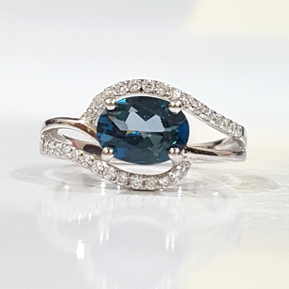 Genuine London Blue Topaz & Sterling Ring